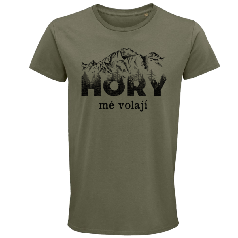 Pánské tričko Hory mě volají stromové písmo