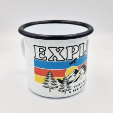 Smaltovaný hrnček Explore, biely, 300ml