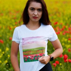 Dámské  tričko Krajinomalba Pole červeného máku