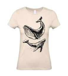 Dámske tričko veľryba skica