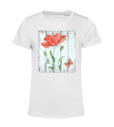 Dámske Bio tričko červený mak a motýľ