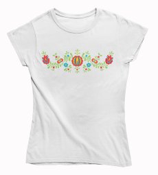 Dámske BIO tričko červený kvet ornament