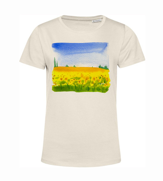 Dámske BIO tričko Krajinomaľba žltá harmónia