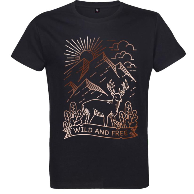 Pánske bio tričko Wild and free čierne