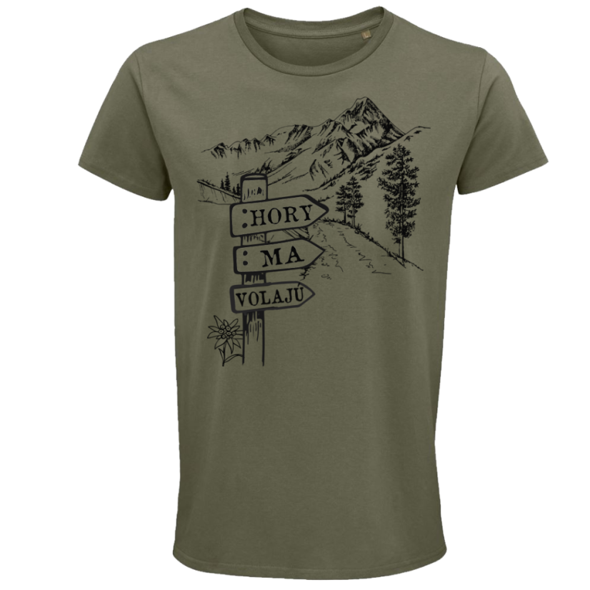 Pánske BIO tričko Hory ma volajú ceduľka pri ceste