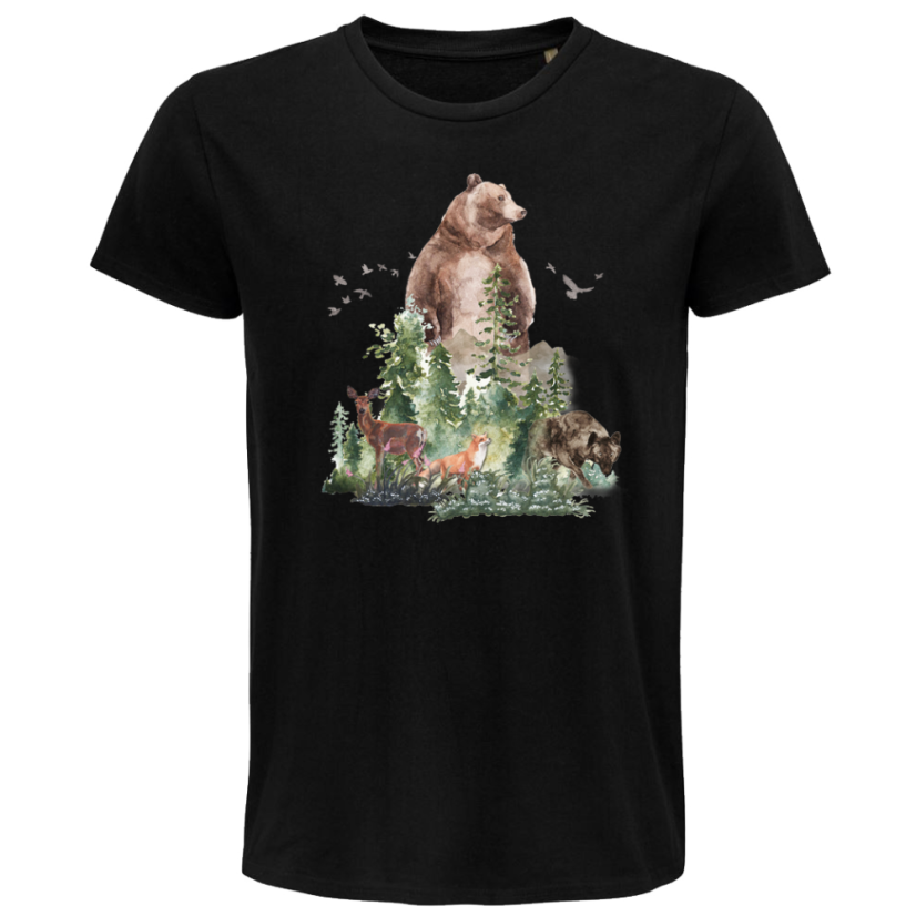 Pánske Bio tričko Pán lesa, čierne