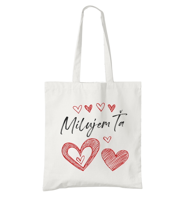 BIO bavlnená taška Milujem Ťa srdiečka