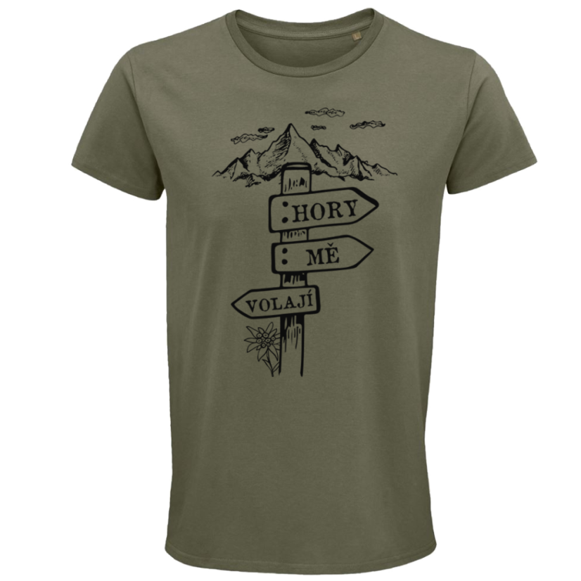 Pánské tričko Hory mě volají cedulka