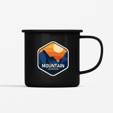 Smaltovaný hrnček Mountain adventure, čierny 350ml