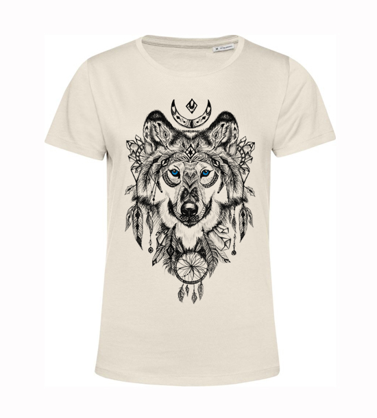 Dámske BIO tričko Vlk aztécke vzory