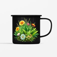 Smaltovaný hrnček, Poľné kvety, 350ml