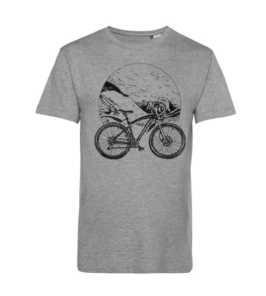 Pánske BIO tričko horský bicykel - Veľkosť: S, Farby: Sivy melír