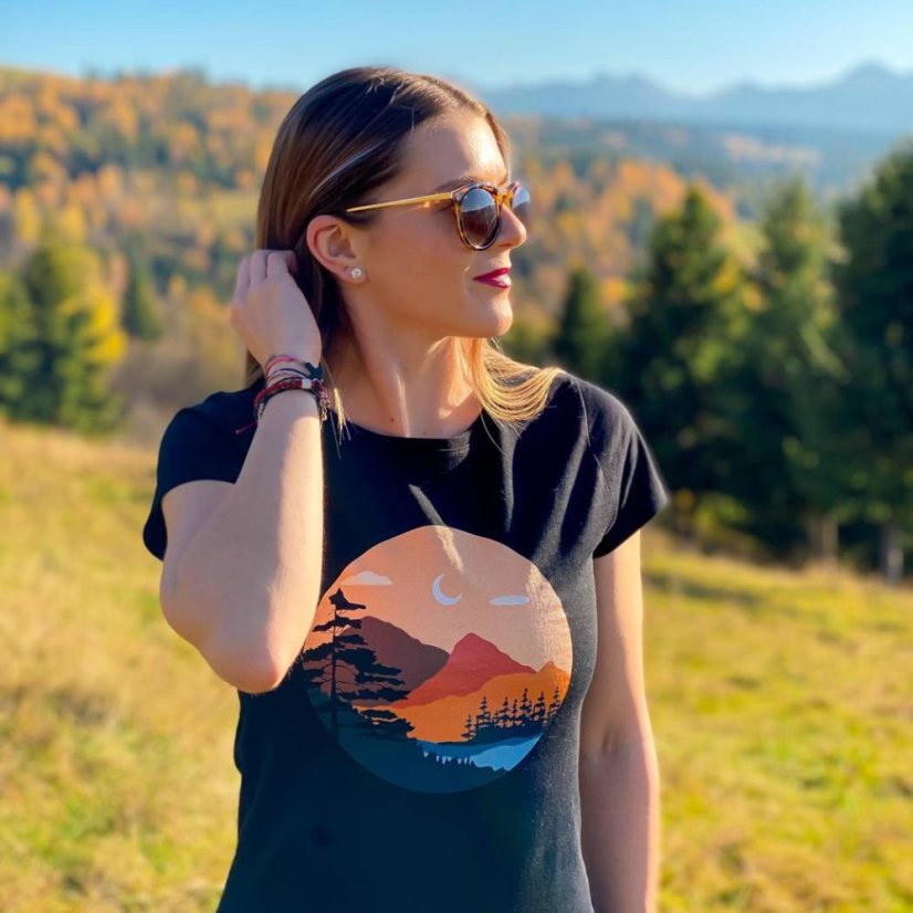 Dámske Bio tričko príroda v kruhu čierne