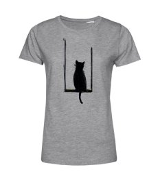 Dámske BIO tričko mačka na hojdačke