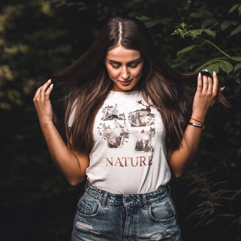 Dámske BIO  tričko LOVE nature - Veľkosť: XS, Farby: Natural