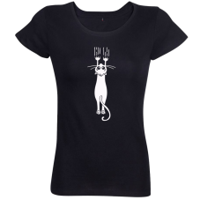 Dámske  tričko Vtipná mačka čierne