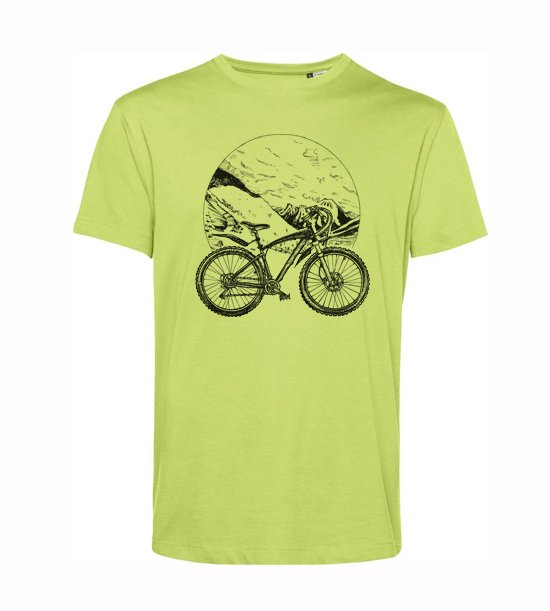 Pánske BIO tričko horský bicykel limetka