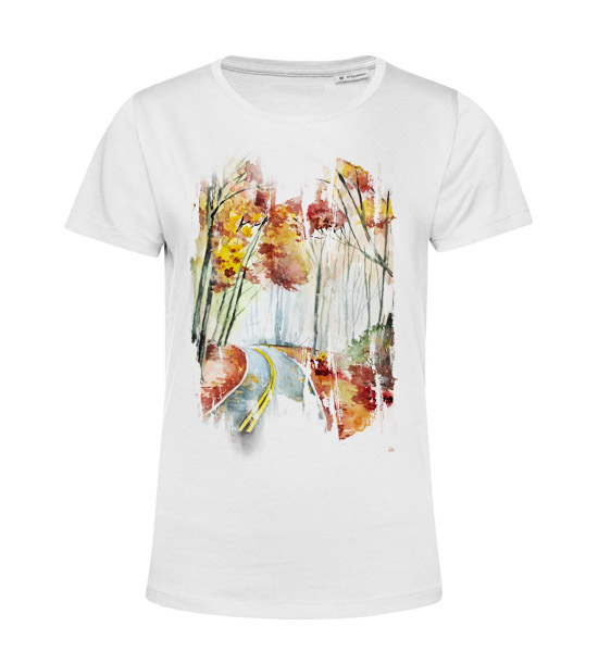 Dámske BIO tričko cesta jeseňou