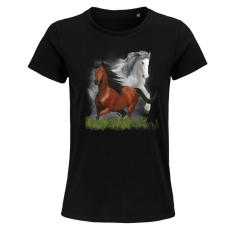 Dámske Bio tričko bežiace kone čierne
