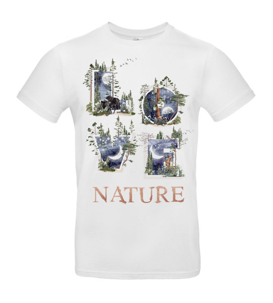 Pánske tričko love nature noc - Veľkosť: S, Farby: Natural