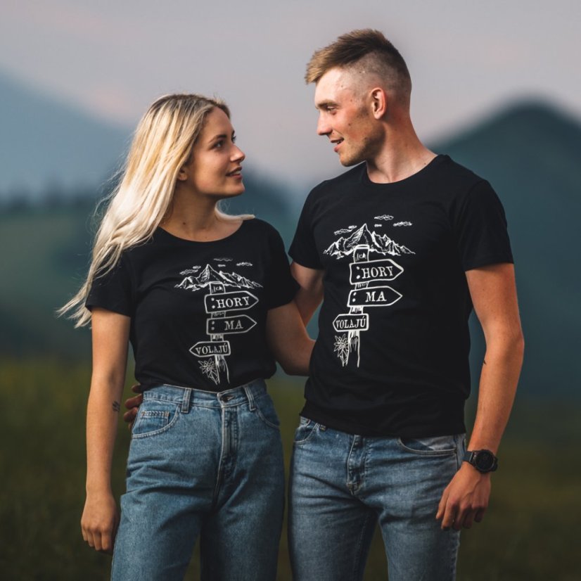 Dámske tričko hory ma volajú ceduľka čierne - Veľkosť: XS, Farby: Čierna