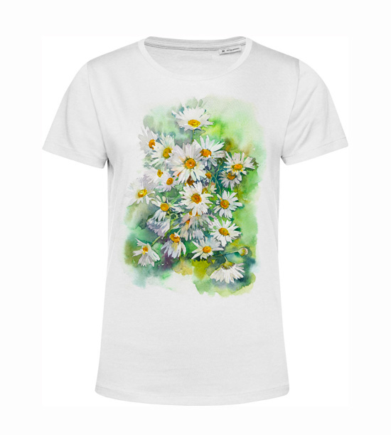 Dámske BIO tričko Margarétky - Veľkosť: XS, Farby: Natural