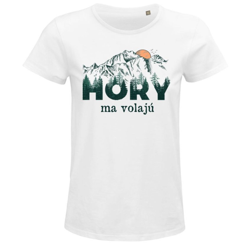 Dámske BIO tričko Hory ma volajú farebné - Veľkosť: S, Farby: Biela
