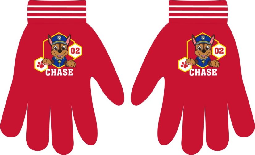 Detské zimné rukavice Paw Patrol – Chase, červené (univerzálna veľkosť)