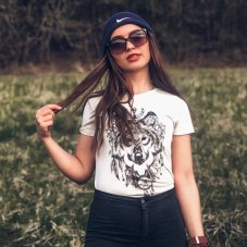 Dámske tričko Vlk aztécke vzory biele