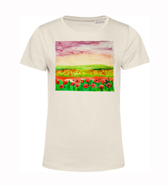 Dámské  tričko Krajinomalba Pole červeného máku