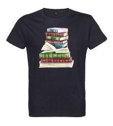 Pánske tričko kopec kníh čierne