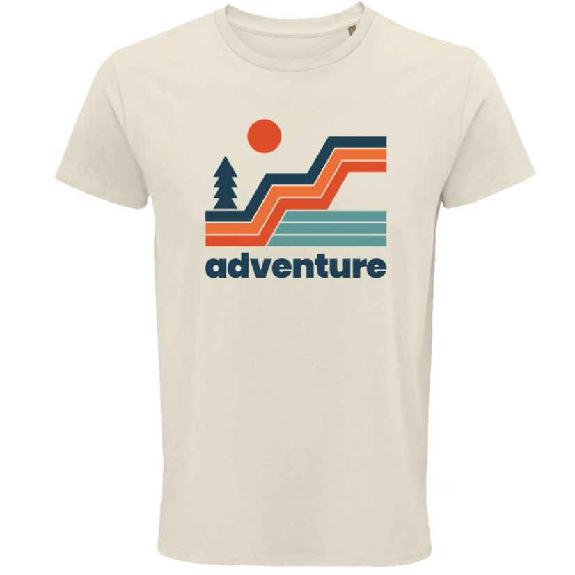Pánske tričko Retro adventure Strom a hora - Veľkosť: S, Farby: Natural