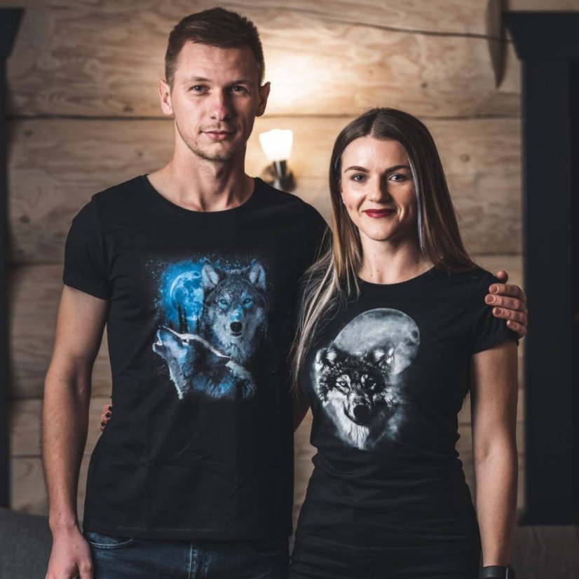 Pánske Bio tričko Vlci v splne mesiaca