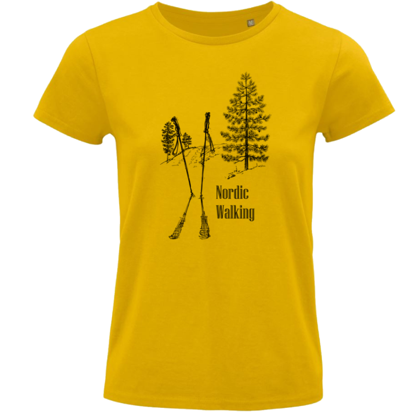 Dámske BIO tričko Nordic walking - Veľkosť: L, Farby: Žltá