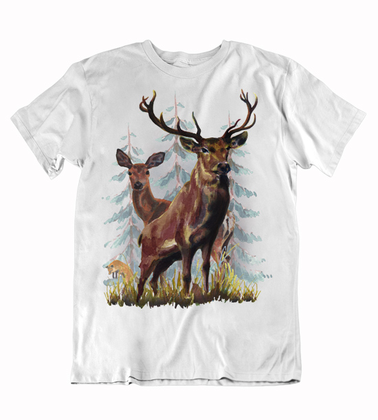 Pánske tričko Hrdý jeleň biele