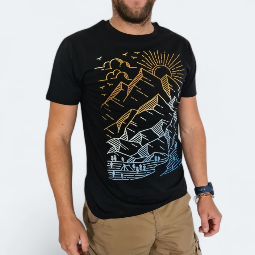Pánske BIO tričko skica hôr čierne