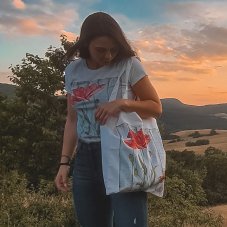 Dámske Bio tričko červený mak a motýľ