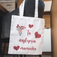 BIO bavlnená taška najlepšia maminka bodkované srdiečka