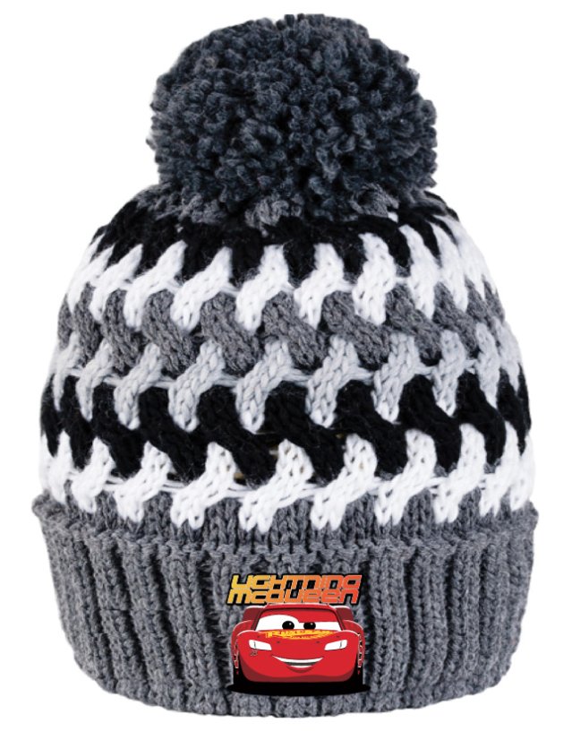 Detská zimná čiapka Cars – Blesk McQueen, sivá, veľkosť 54 (Disney)