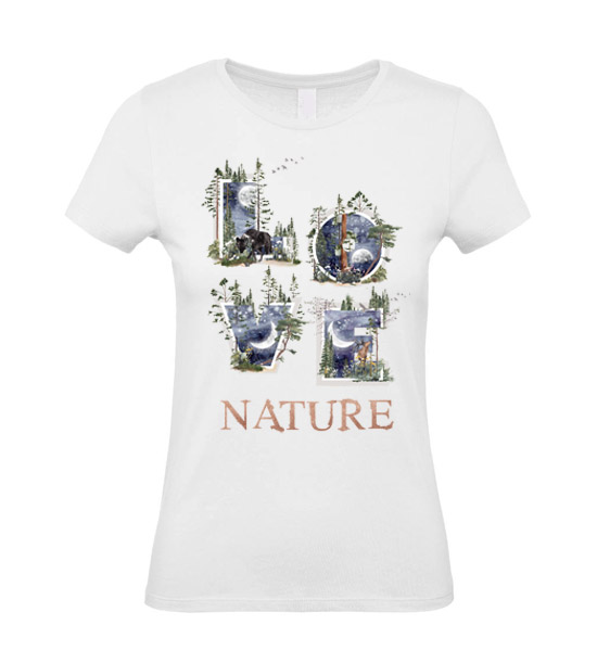 Dámske tričko Love nature noc - Veľkosť: XS, Farby: Natural