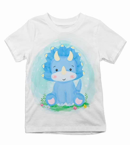 Detské tričko Dinosaurus modrý triceratops