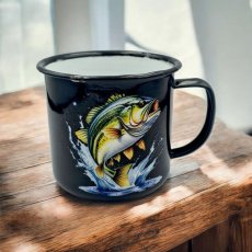 Smaltovaný hrnček  Ryba , čierny 350ml