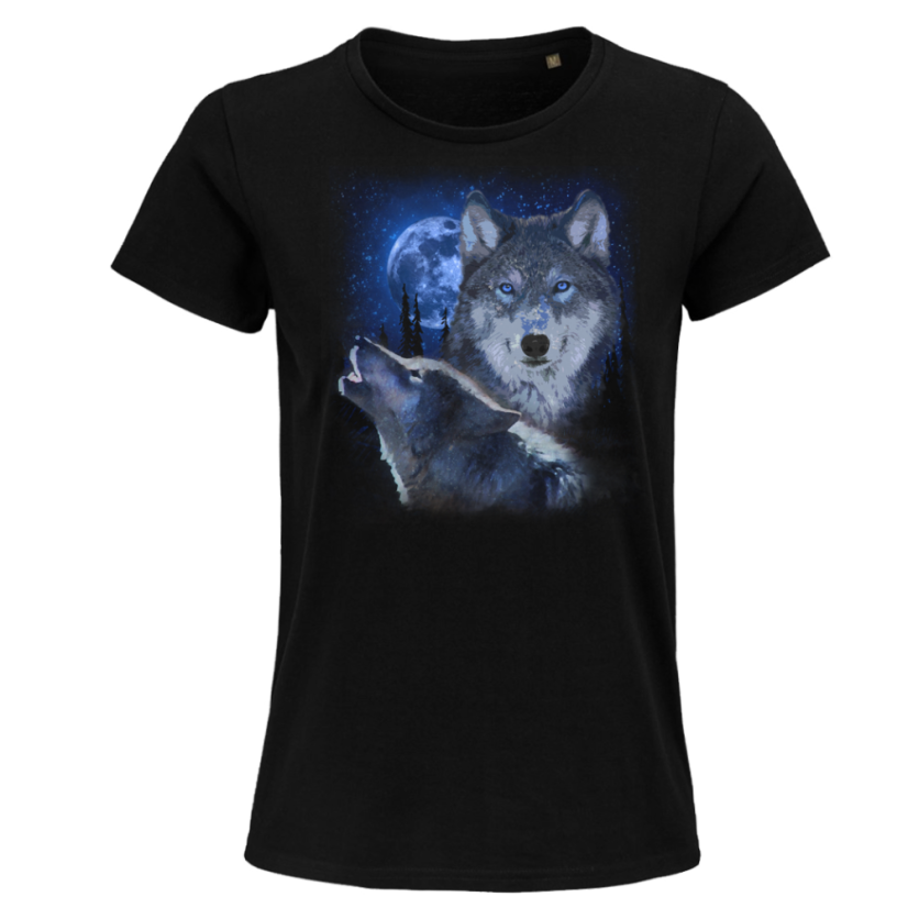 Dámske Bio tričko Vlci v splne mesiaca