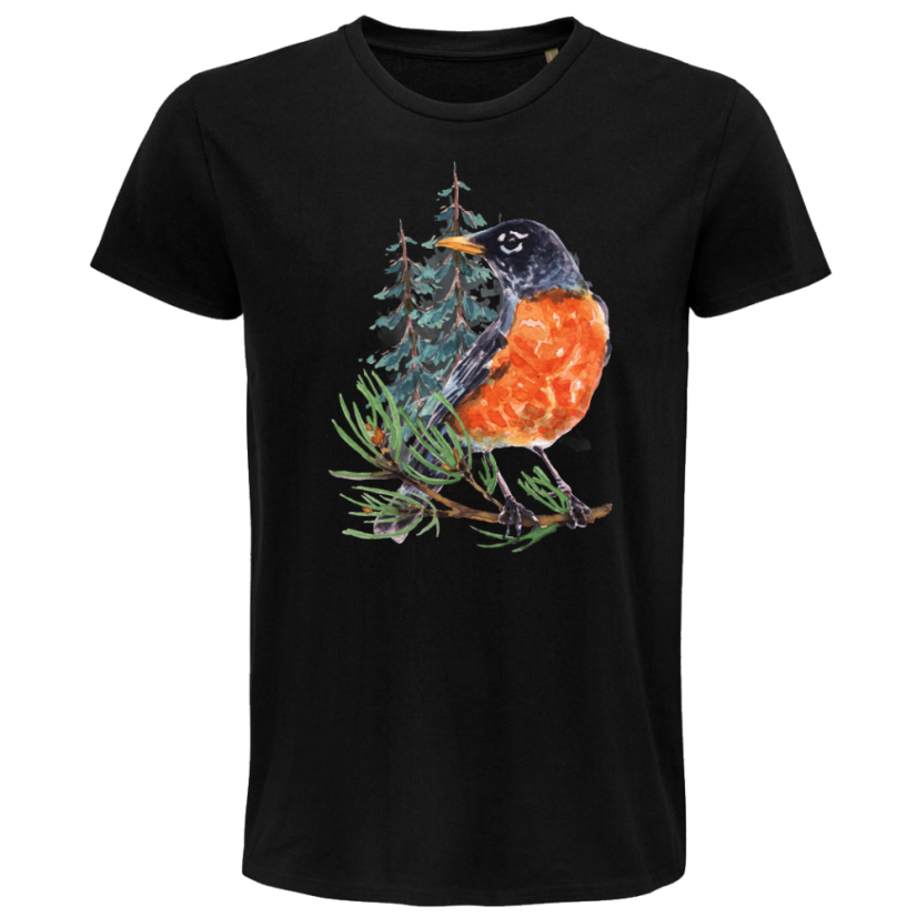 Pánske Bio tričko Vták na konári čierne