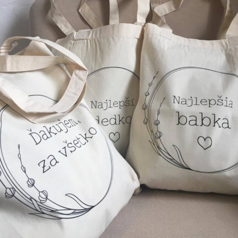 BIO bavlnená taška Babka srdiečko